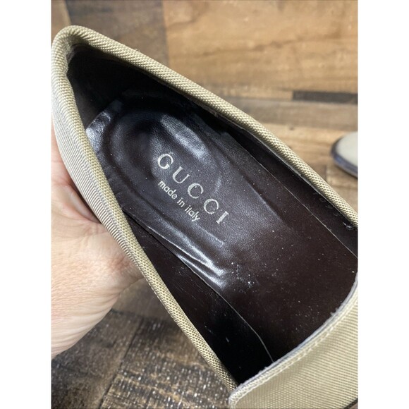 Vintage Gucci Canvis Loafers Size 9 Women’s Taupe Heeled Square Toe with Buckle - Picture 15 of 16